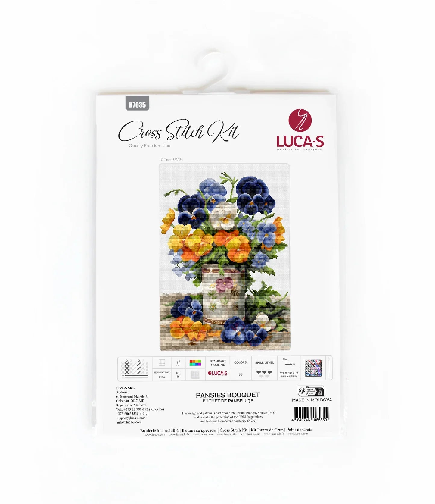 Kit de punto de cruz Luca-S - Ramo de Pensamientos, B7035