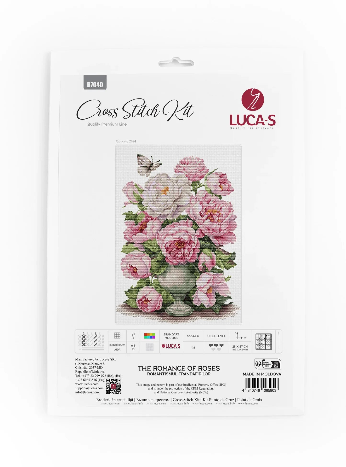 Kit de Punto de Cruz "El Romance de las Rosas" B7040