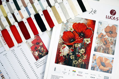 Kit de Punto de Cruz Luca-S - "The Dance of The Poppies" (B7046)