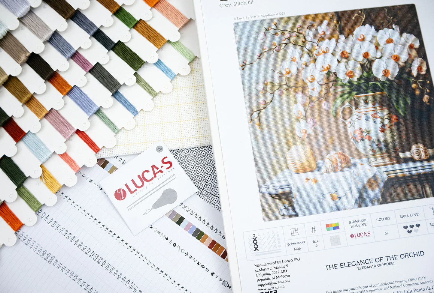 Kit de Punto de Cruz Luca-S GOLD – The Elegance of the Orchid, B714