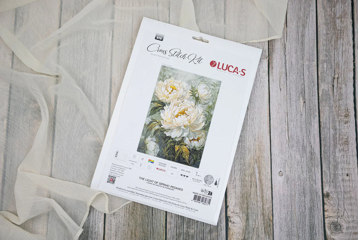 Kit de Punto de Cruz Luca-S GOLD – The Light of Spring Peonies, B715