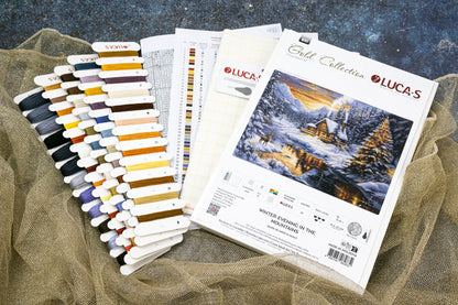 Materiales incluidos en el kit de punto de cruz Luca-S GOLD B721