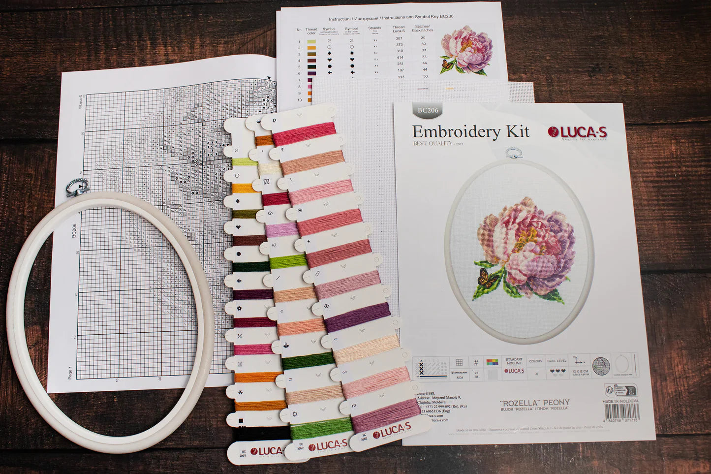 Kit de Punto de Cruz - ’’Rozella’’ Peony - BC206 Luca-S