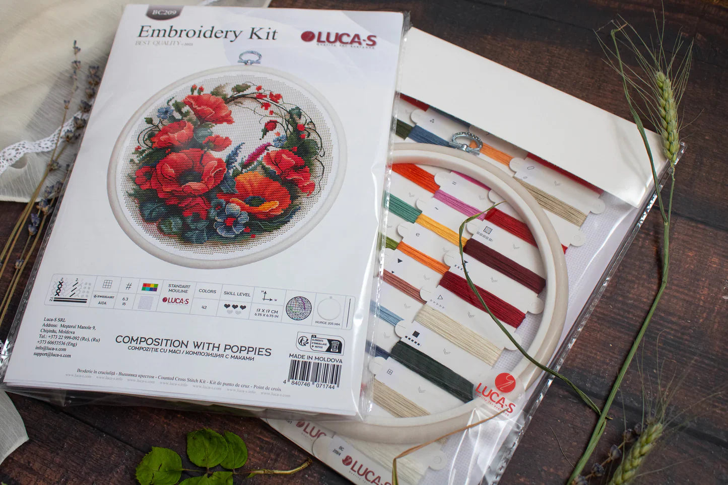 Kit de Punto de Cruz - Composición con Amapolas - BC209 Luca-S