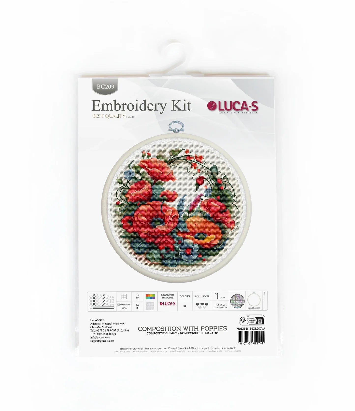 Kit de Punto de Cruz - Composición con Amapolas - BC209 Luca-S