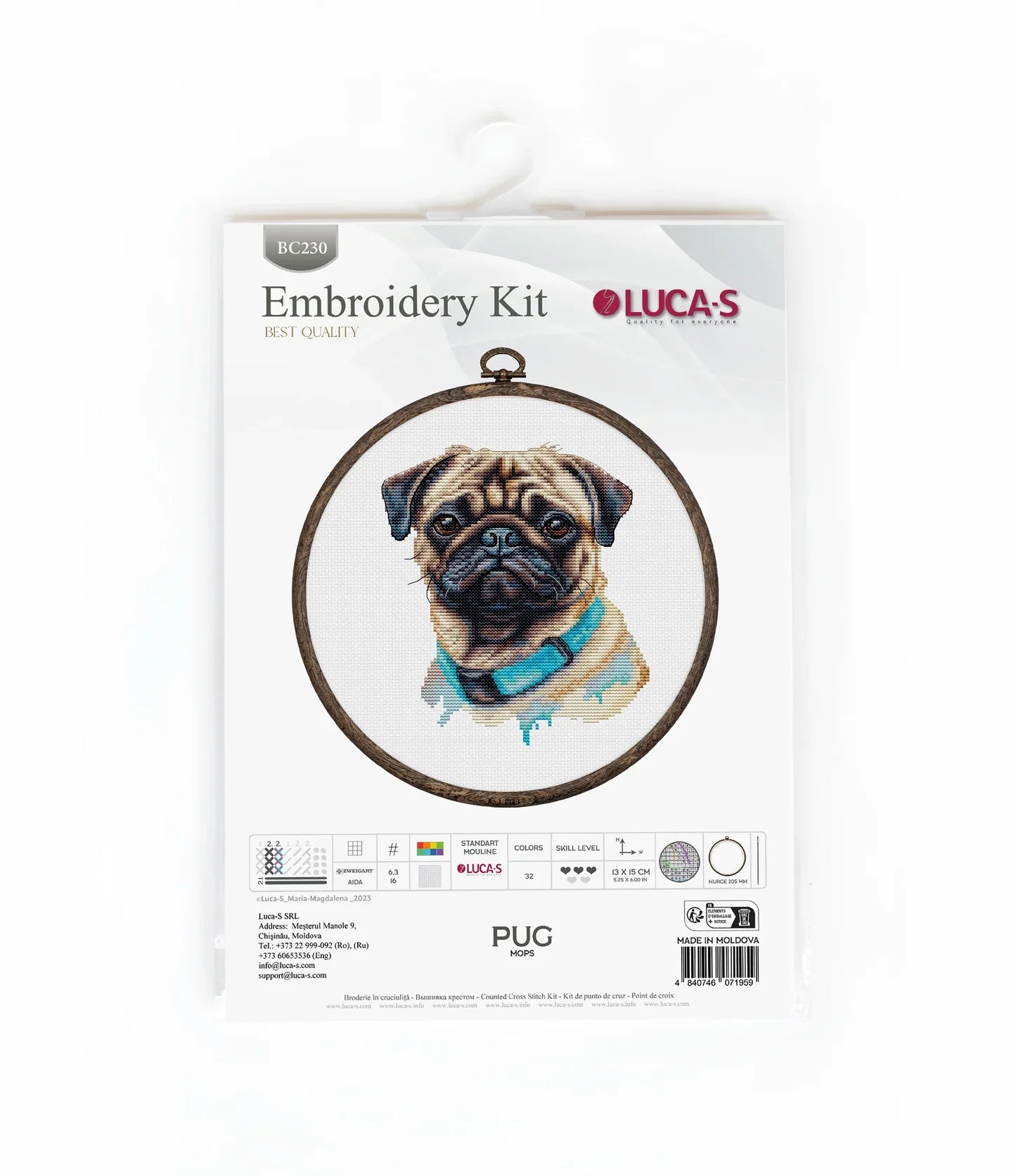 Kit de Punto de Cruz - Pug - BC230 Luca-S