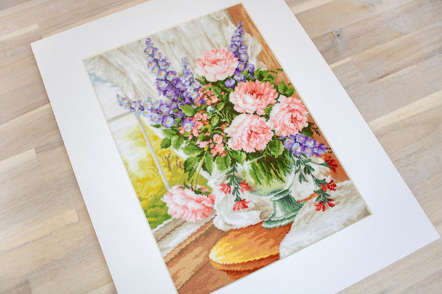 BU4016 Rosas y Delphiniums - Luca-S - Kit de Punto de Cruz