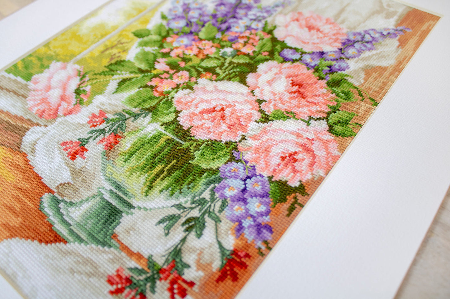 BU4016 Rosas y Delphiniums - Luca-S - Kit de Punto de Cruz
