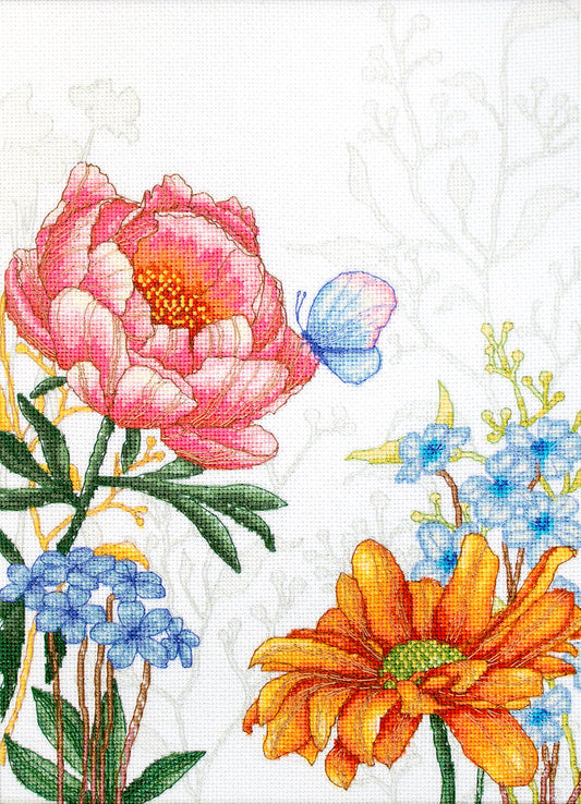 (Descatalogado) BU4019 Flores y Mariposas - Luca-S - Kit de Punto de Cruz