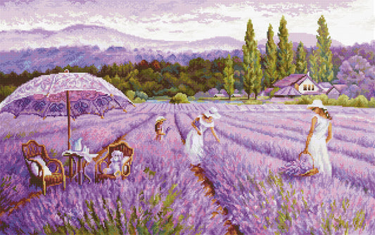 Kit de Punto de Cruz Campo de Lavanda - BU5008 de Luca-S Gold