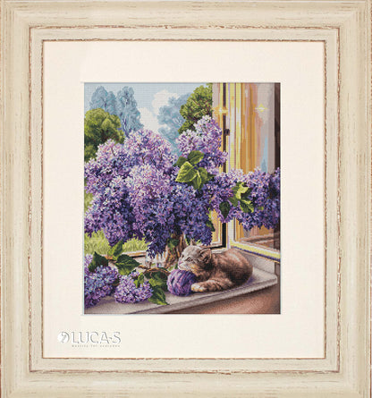 Kit de Punto de Cruz - The Dreamer. Gatito y Flores BU5015 de Luca-S