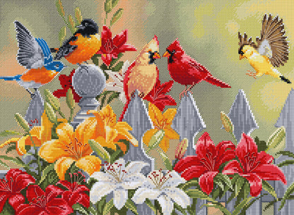 Kit de Punto de Cruz - Backyard Birds with Daylilies - BU5024 Luca-S