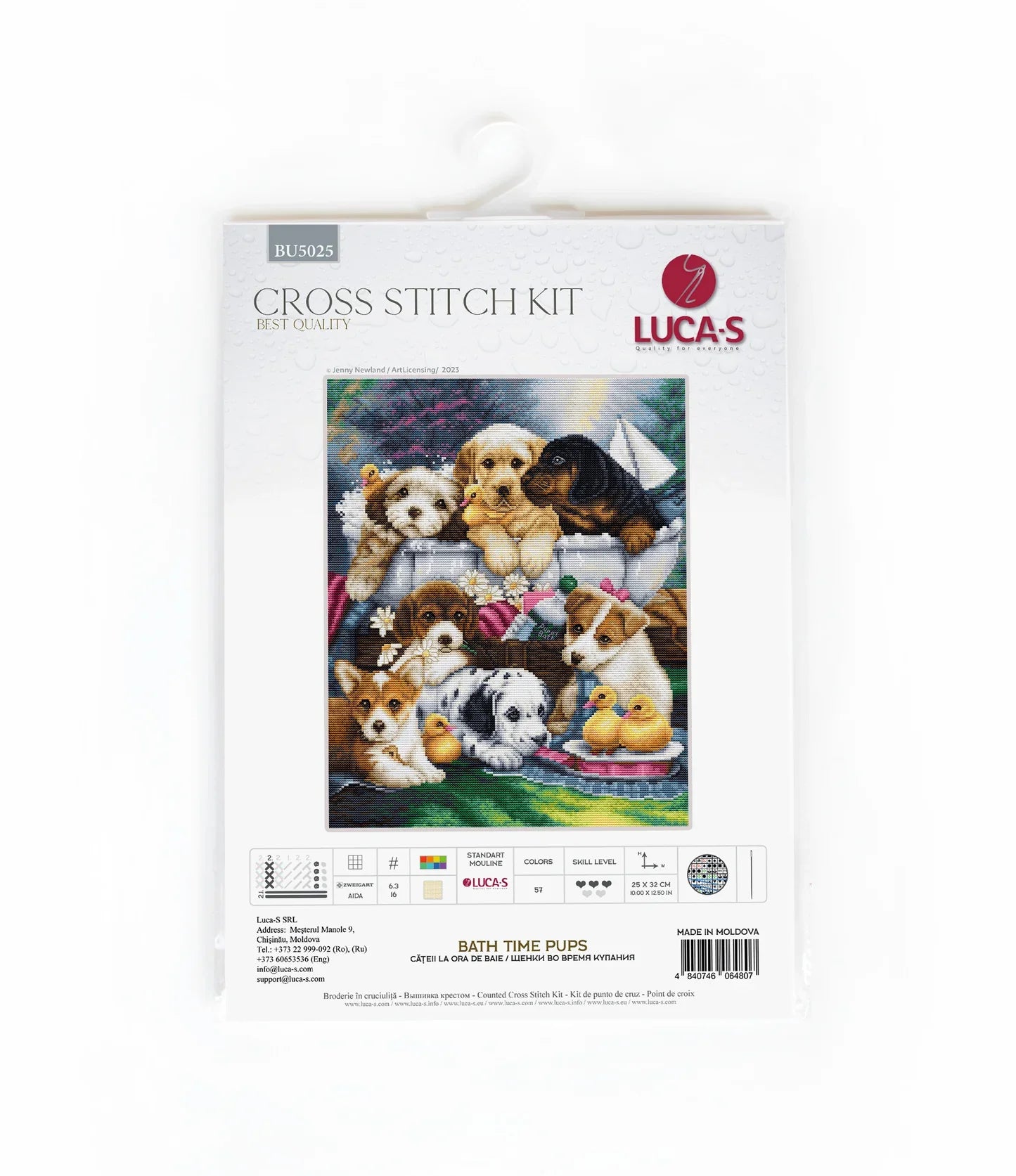 Kit de Punto de Cruz - Bath Time Pups - BU5025 Luca-S