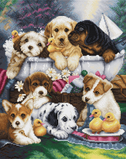 Kit de Punto de Cruz - Bath Time Pups - BU5025 Luca-S