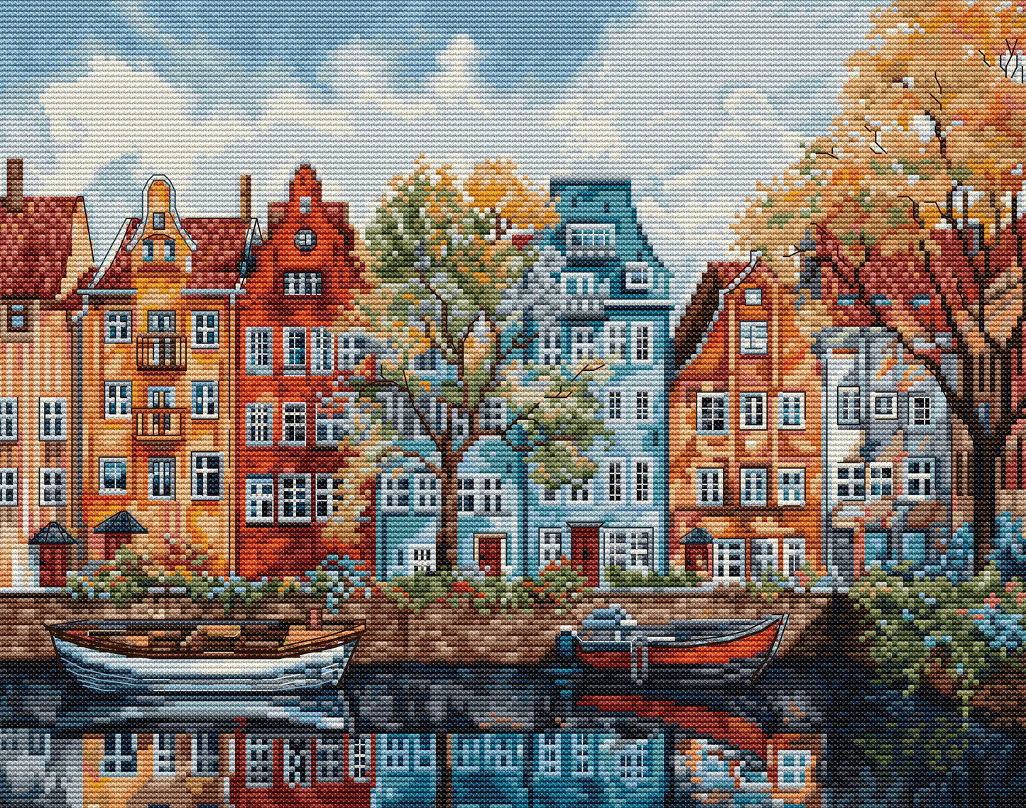 Kit de punto de cruz Luca-S BU5046 Copenhague terminado