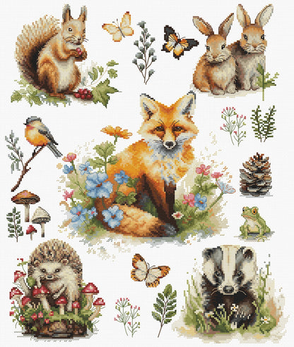 Kit de Punto de Cruz Luca-S - Animales del Bosque, BU5057