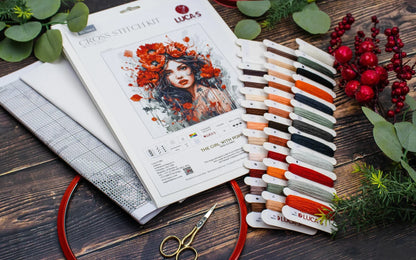Kit de Punto de Cruz - "The Girl With Poppies" de Luca-S, BU5063
