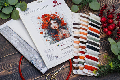 Kit de Punto de Cruz - "The Girl With Poppies" de Luca-S, BU5063