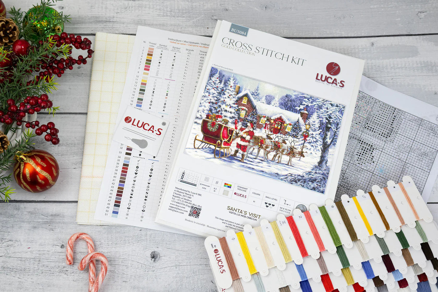 Kit de Punto de Cruz "La Visita de Papá Noel" – Luca-S BU5084