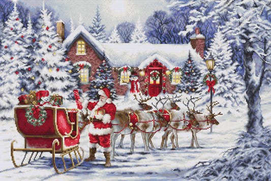 Kit de Punto de Cruz "La Visita de Papá Noel" – Luca-S BU5084