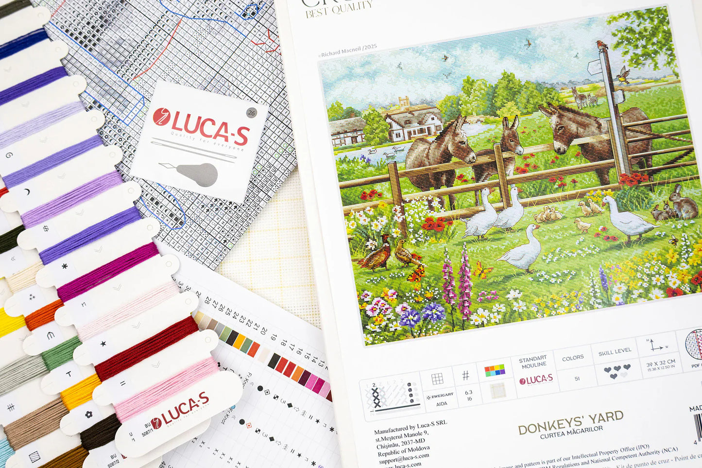 Kit de Punto de Cruz "El Patio de los Burros" – Luca-S BU5087