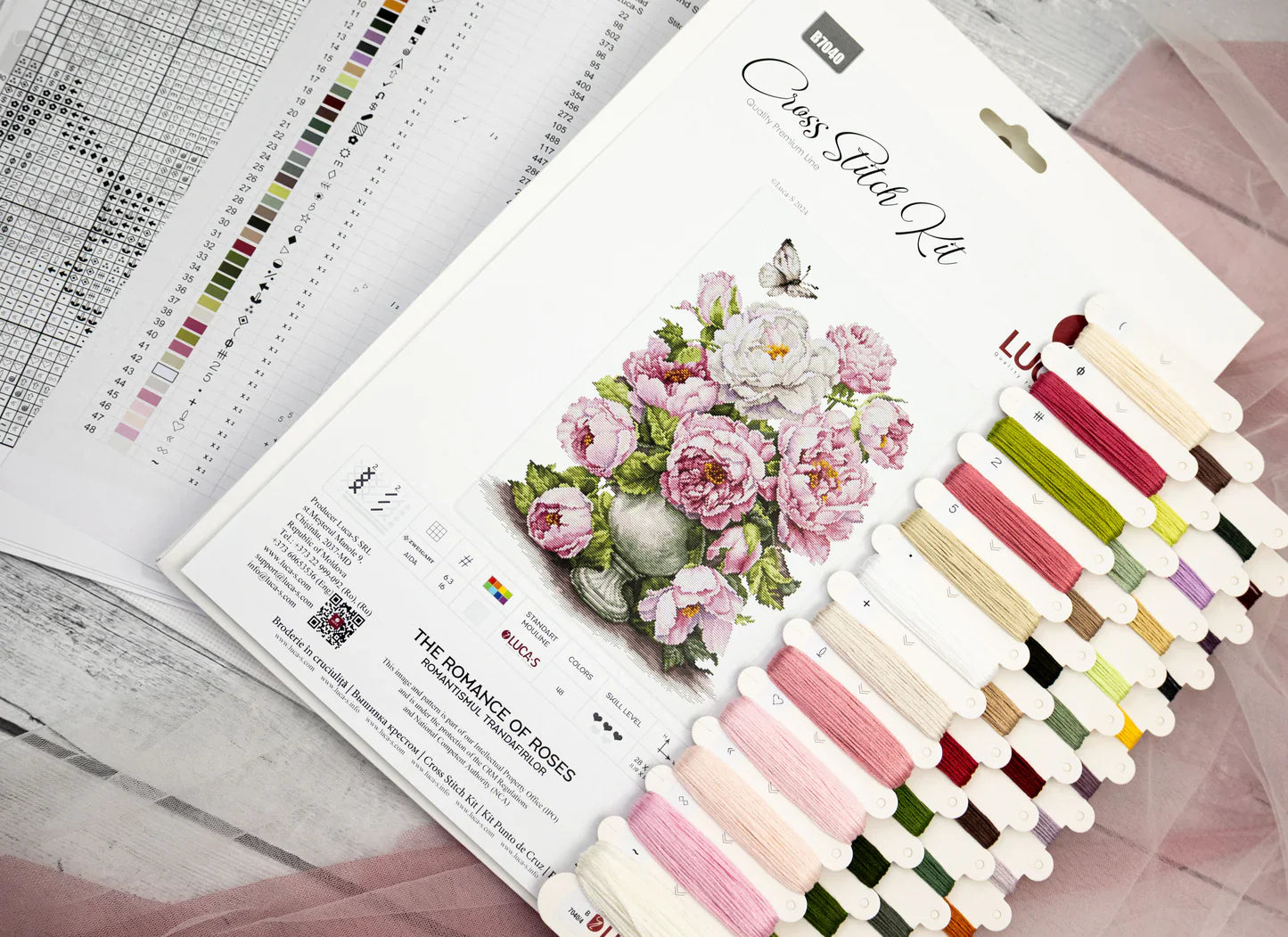 Kit de Punto de Cruz "El Romance de las Rosas" B7040