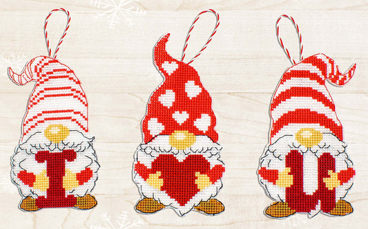 Gnomos del día de San Valentín - JK031 Luca-S - Kit de Punto de Cruz