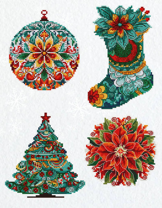 Kits de Punto de Cruz Juguetes - Adornos Navideños, JK042