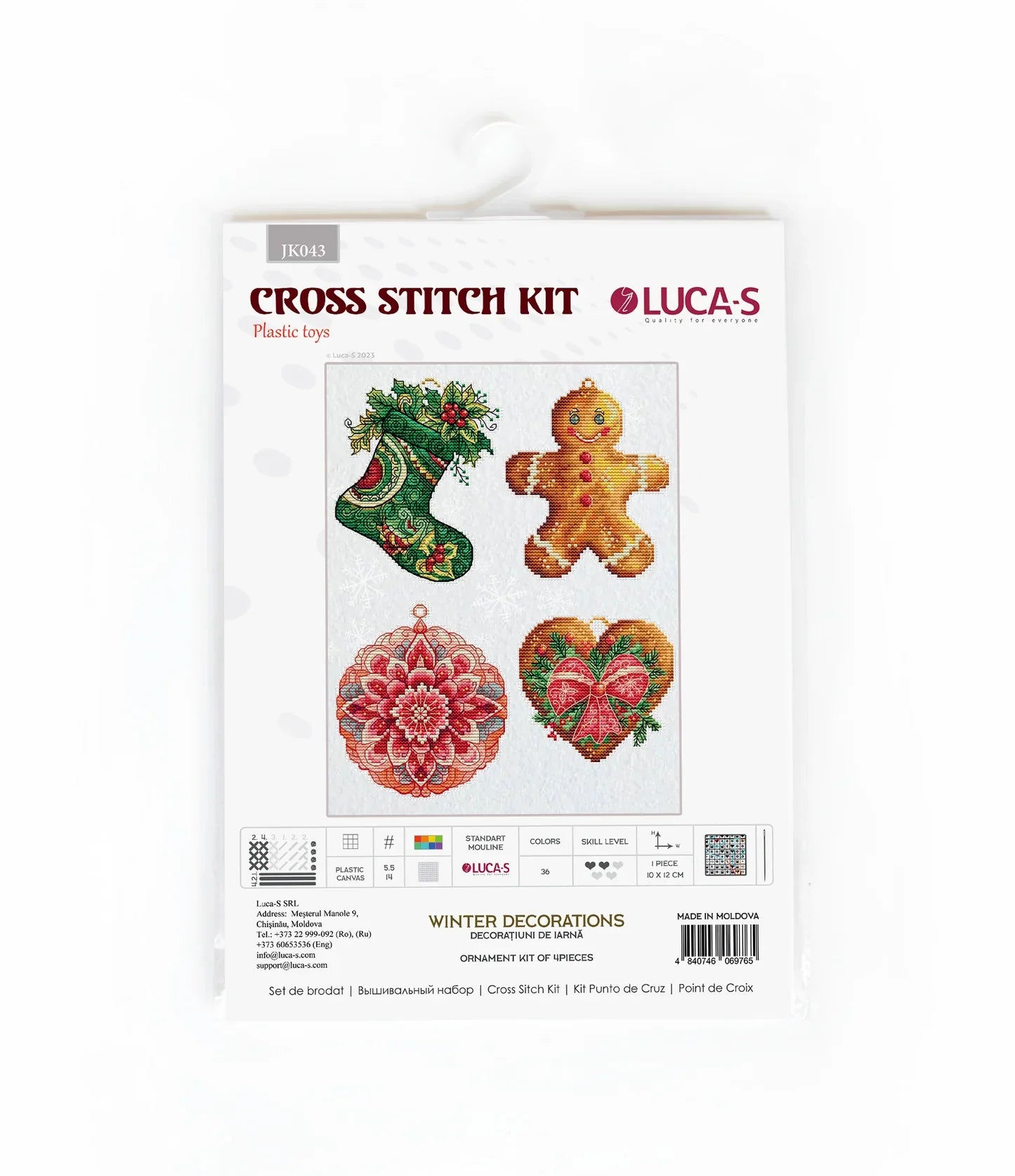 Kit de Punto de Cruz para Adornos Navideños - Decoraciones de Invierno, JK043