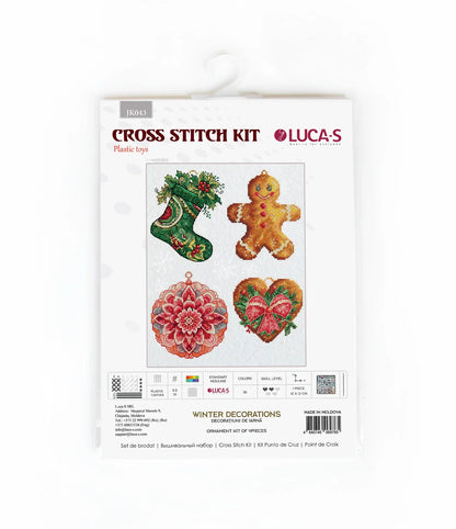 Kit de Punto de Cruz para Adornos Navideños - Decoraciones de Invierno, JK043