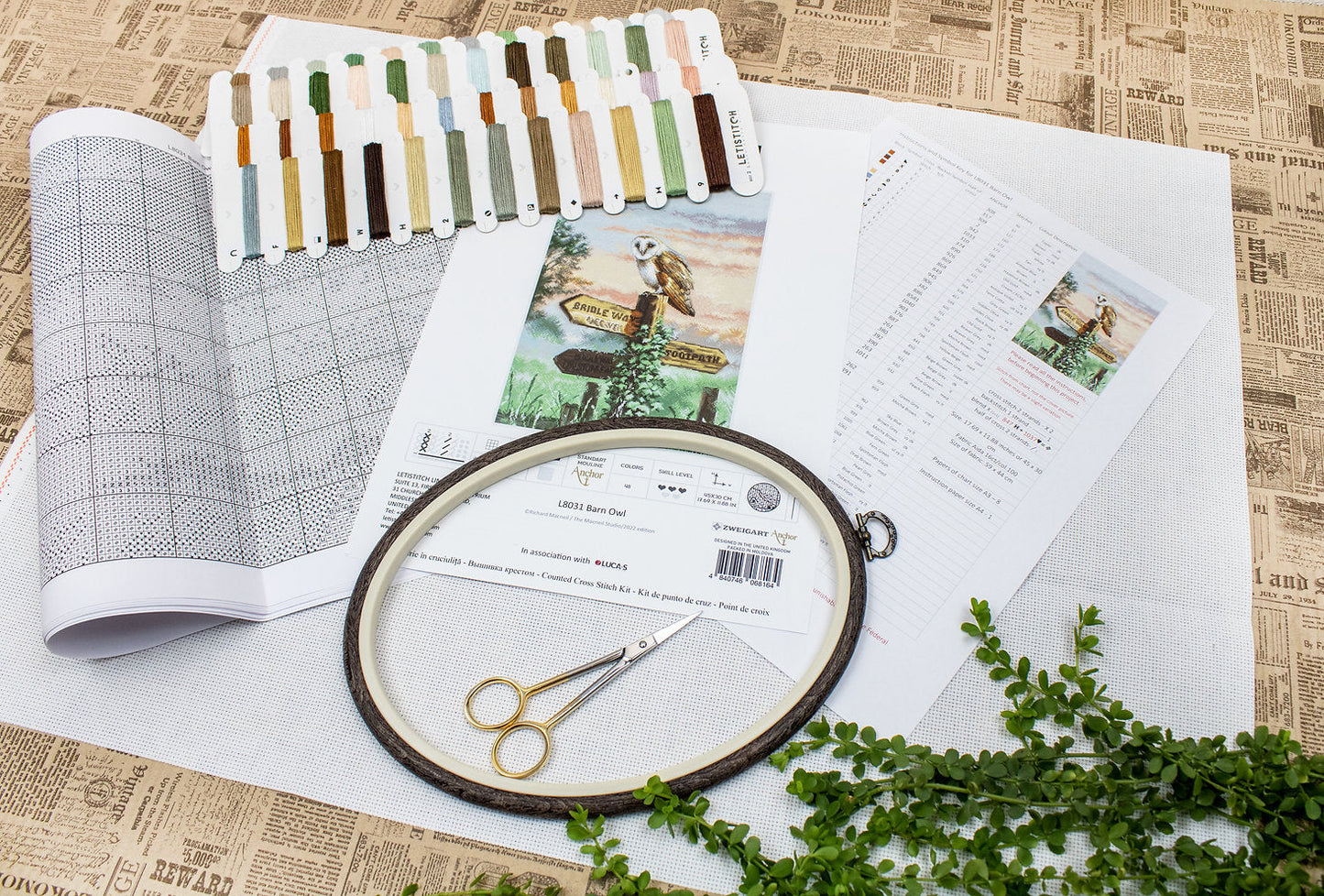 Kit de Punto de Cruz 'Vigilante Crepuscular' L8031 - Majestuosa Lechuza en Paisaje Rural de LETISTITCH