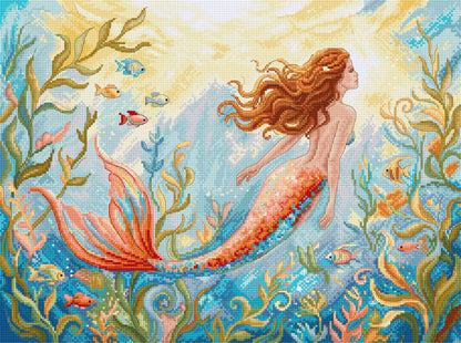 Kit de Punto de Cruz LetiStitch L9981 Mermaid Dreams – Sirena Fantasía en Aida 16