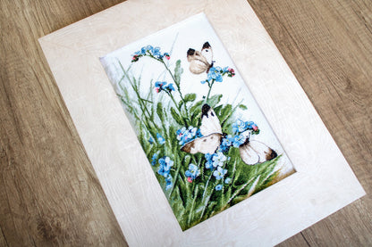 LETI 939 Butterflies and bluebird flowers - Kit de Punto de Cruz LETISTITCH