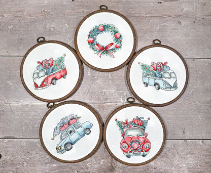 LETI 965 Coches Retro De Navidad / 5 en 1 - Kit punto de cruz LETISTITCH