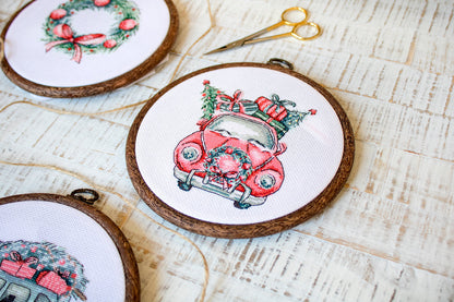 LETI 965 Coches Retro De Navidad / 5 en 1 - Kit punto de cruz LETISTITCH