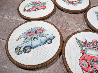 LETI 965 Coches Retro De Navidad / 5 en 1 - Kit punto de cruz LETISTITCH