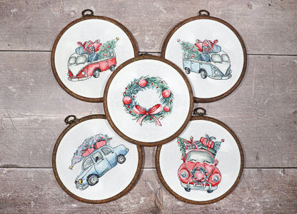 LETI 965 Coches Retro De Navidad / 5 en 1 - Kit punto de cruz LETISTITCH