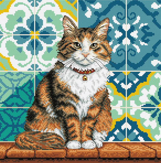 P080 Cat in the Yard - Cross Stitch Kit AVA