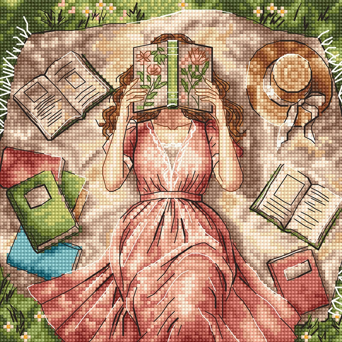 Books, flowers and dreams - Cross Stitch Kit AVA P114