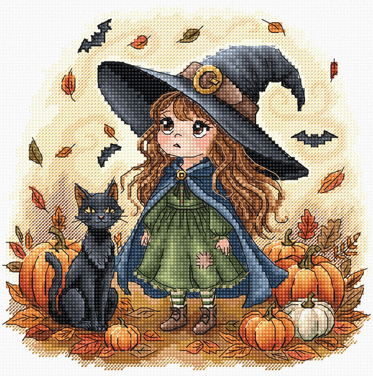 P131 Little Autumn Witch - Cross Stitch Kit
