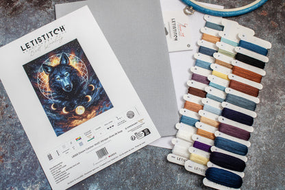 Kit de Punto de Cruz "Lobo Atrapasueños" - LETISTITCH L8069