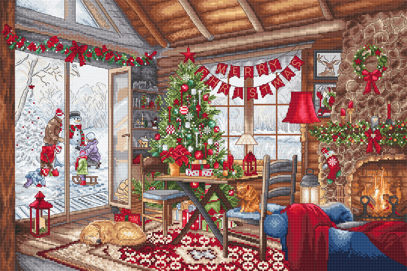 Kit de Punto de Cruz L8105 "Christmas Cabin", de Letistitch