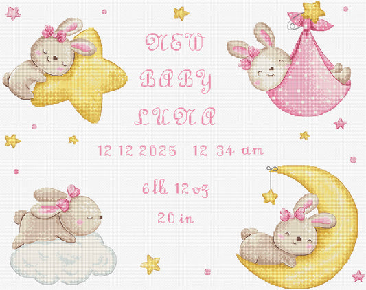 L9943 Baby Girl Record - Letistitch | Kit de punto de cruz