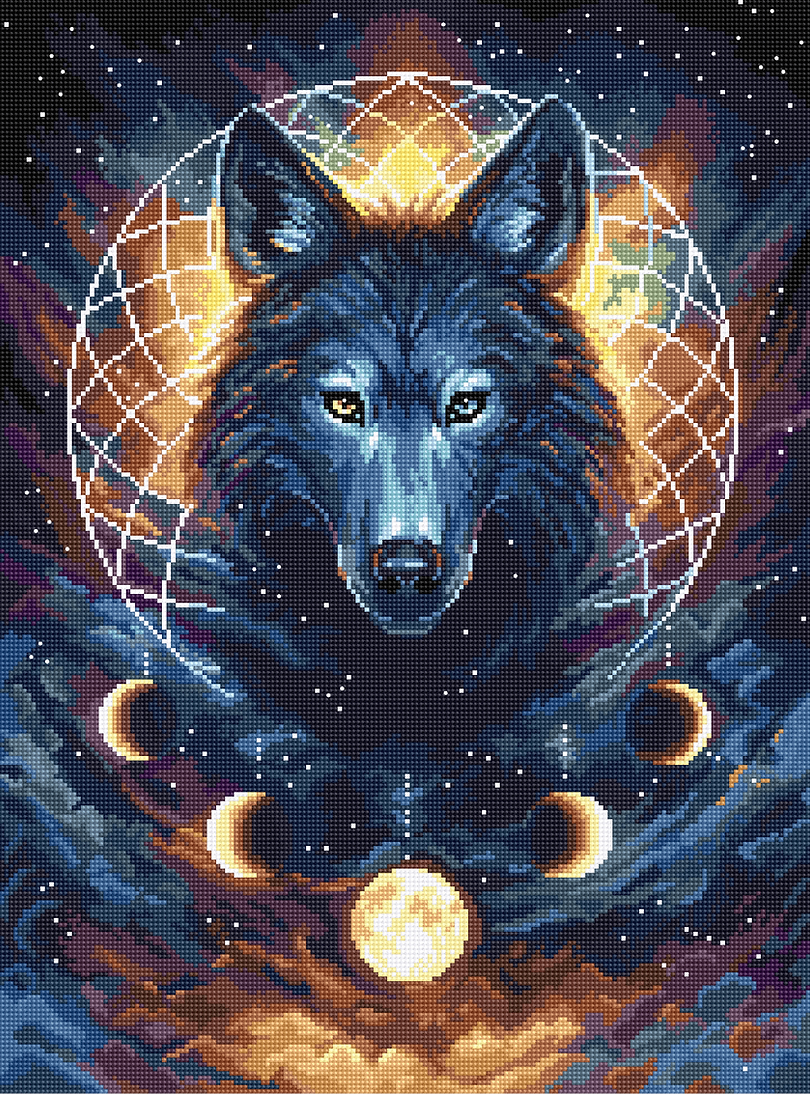 Kit de Punto de Cruz "Lobo Atrapasueños" - LETISTITCH L8069