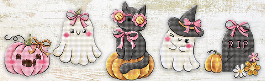 L9944 Boo Crew Ornaments 5 pcs. - Letistitch | Kit de punto de cruz en plástico