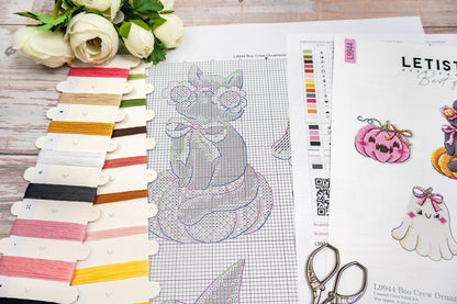 L9944 Boo Crew Ornaments 5 pcs. - Letistitch | Kit de punto de cruz en plástico