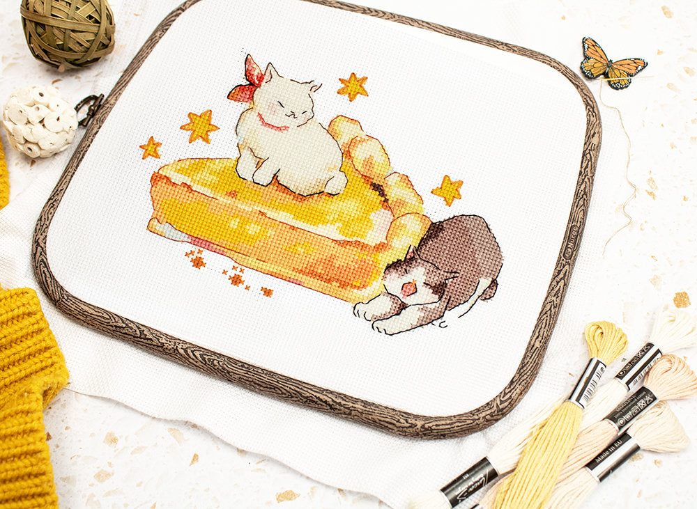 Kit de Punto de Cruz "Comer Dormir Estirarse" - LETISTITCH L8811