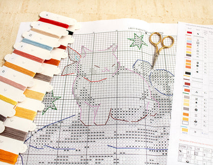 Kit de Punto de Cruz "Comer Dormir Estirarse" - LETISTITCH L8811