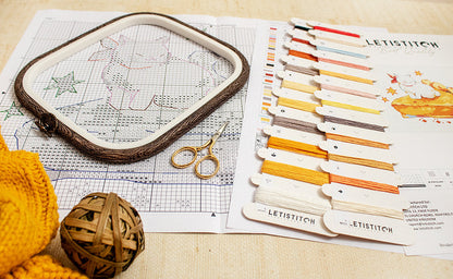 Kit de Punto de Cruz "Comer Dormir Estirarse" - LETISTITCH L8811