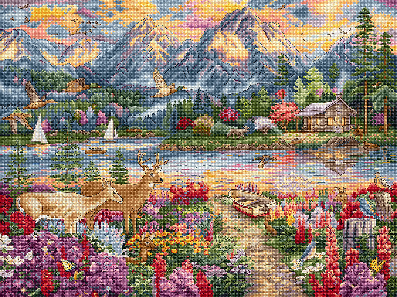 Kit de Punto de Cruz "Esplendor Primaveral en la Montaña" – Letistitch L9939